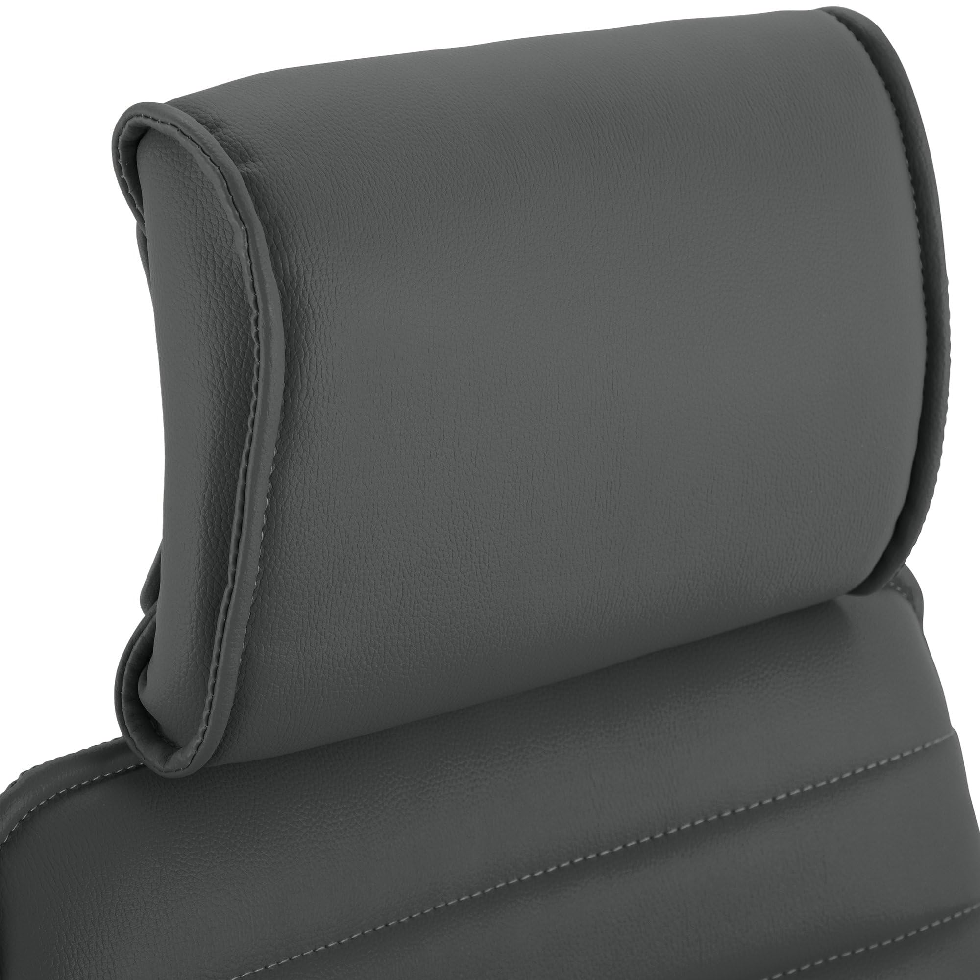 CLP Chaise de Bureau Ergonomique Rako, Réglable en Hauteur, Pivotante en Cuir Synthétique, Dossier avec Appui-tête, Accoudoirs Rembourrés, Couleur:Gris