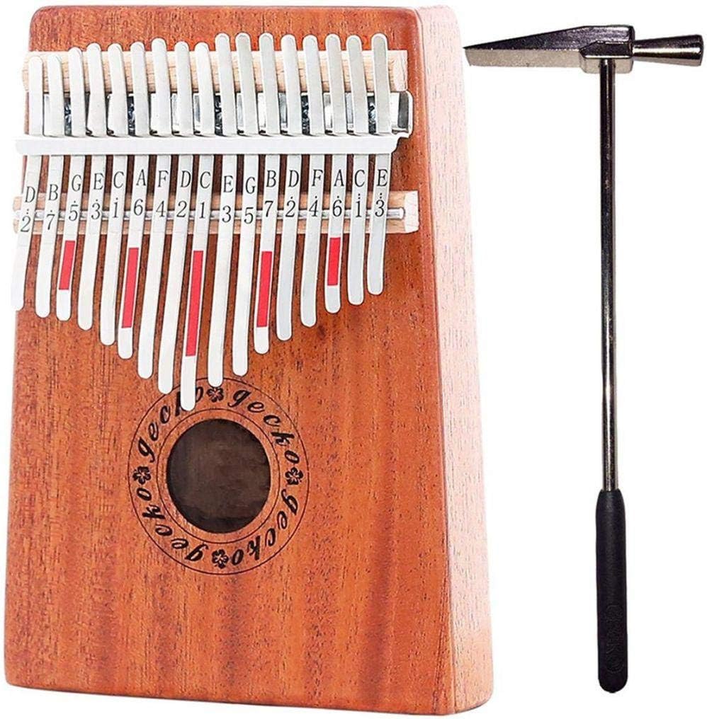17 Key Kalimba with Mahogany Portable Thumb Piano Mbira Marimba Sanza of Wooden Attached Ore Metal Tines