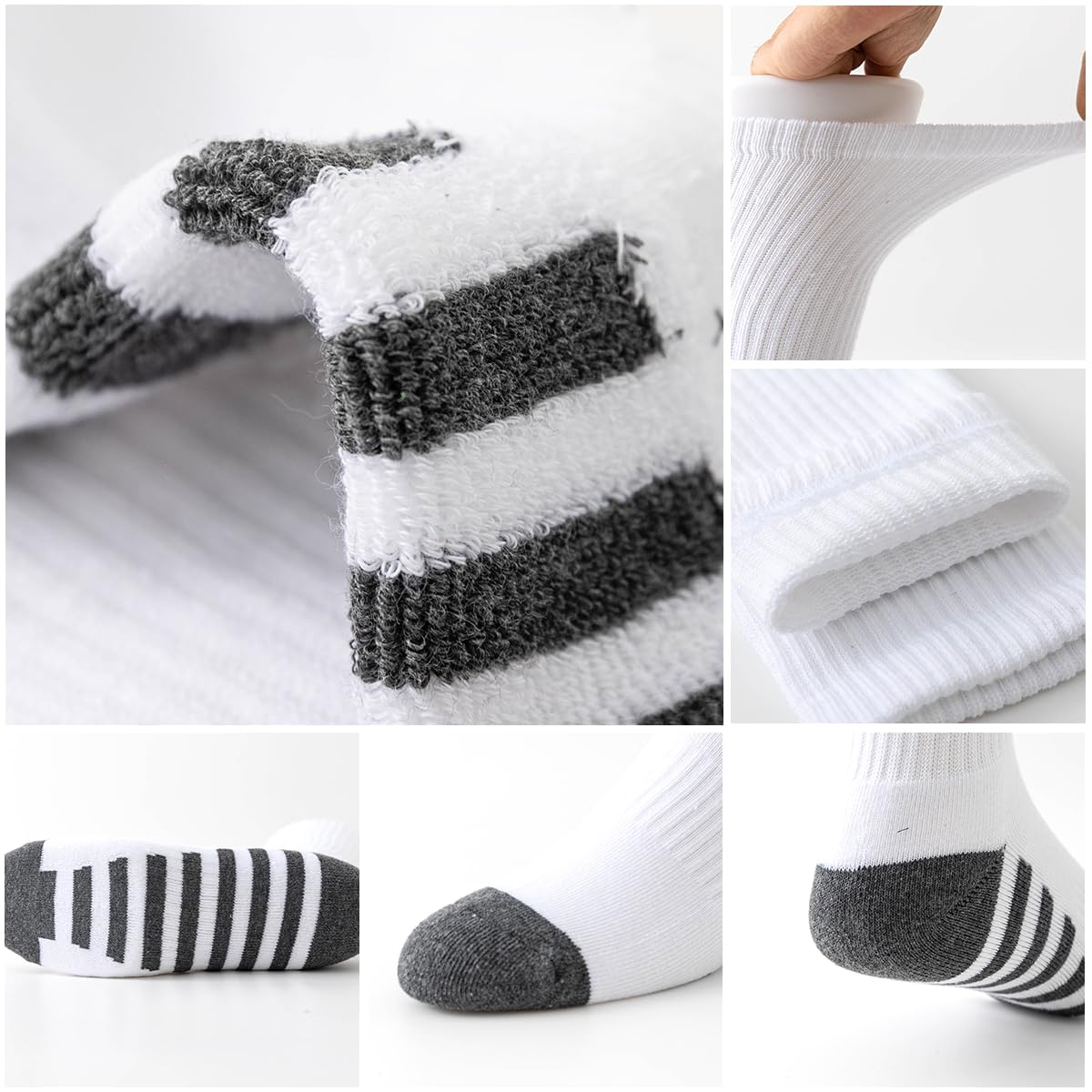 JOYNÉE 8 Pairs Mens Crew Work Cushion Socks Long Athletic Running Socks Workout Breathable Socks