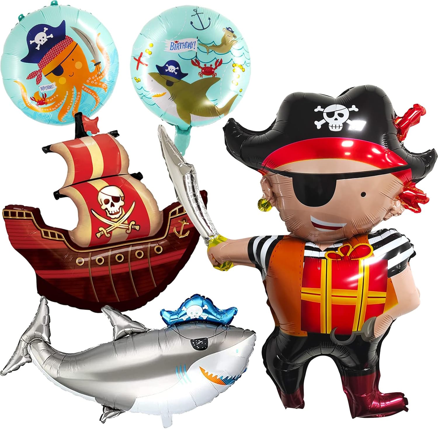 Ovanda Piraten Folienballons - 3 XXL Piratenschiff-Ballons Für Die Perfekte Kinderparty