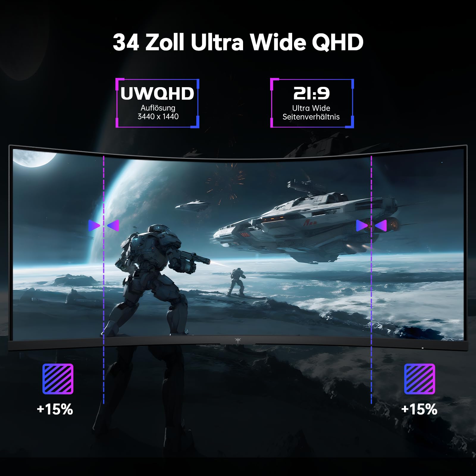 KTC 34 Zoll UWQHD 3440x1440 180Hz Gaming Monitor, 21:9 VA Panel 1500R, 1ms MPRT, HDR 10, Adaptive Sync