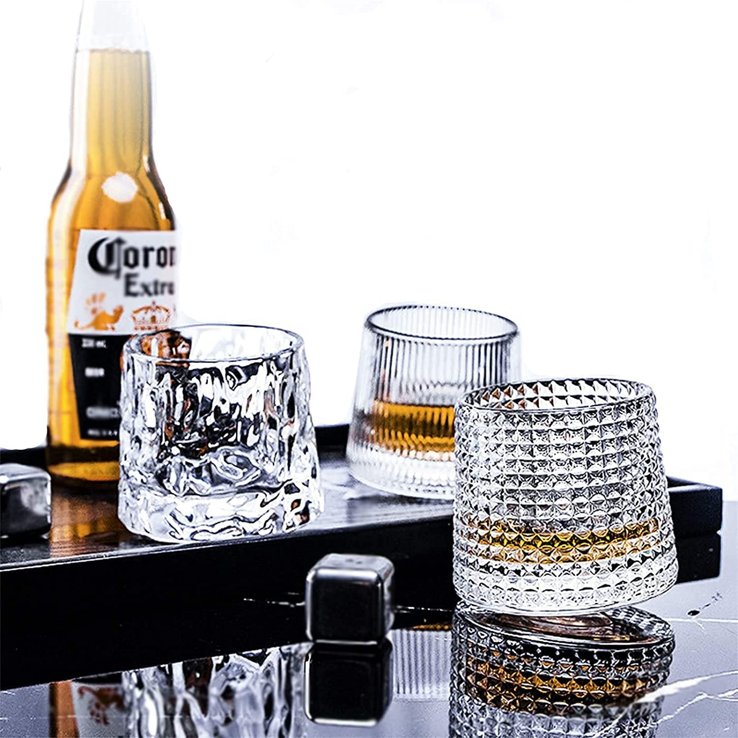 Doeek Crystal Whiskey Glasses, Premium 150ML Scotch Glasses Set of 2, Old Fashioned Glasses