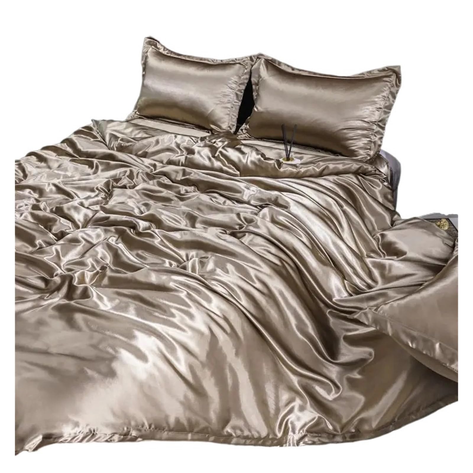 UALXPAO silk bedding Silk Bedding Set Satin Silky Duvet Cover With Pillowcase Home Textiles Solid Color Bed Sets(Color E,200x230cm-4pc set)