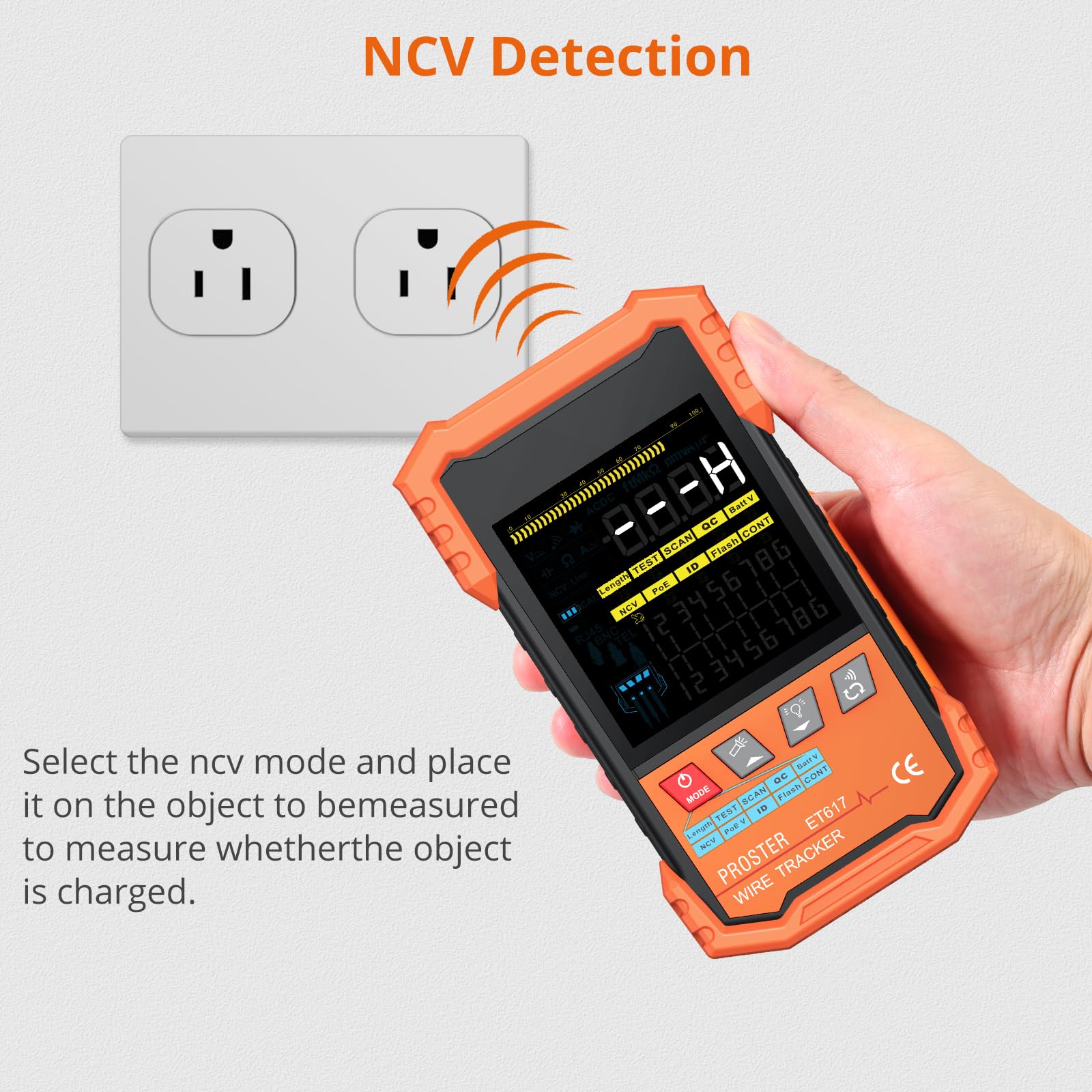 Proster Tester kabli PoE Tester kabli z cyfrowym i analogowym trybem wyszukiwania kabli,kolorowy ekran VA Tester kabla obsługuje test długości kabla dla CAT5 CAT6 CAT7 CAT8