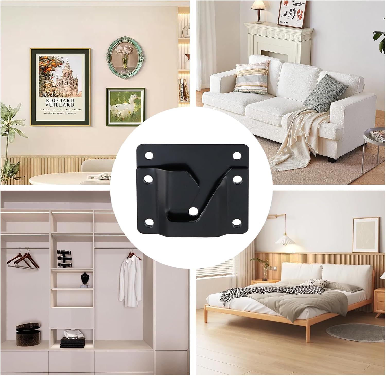 Wealrit 4 PCS Sectional Couch Connector Universal Couch Clips for Furniture | Sofa Connectors Bracket for Furniture Loveseat, Recliner, Chair to Make Sectional Stay Metal Sofa Interlocking Fastener