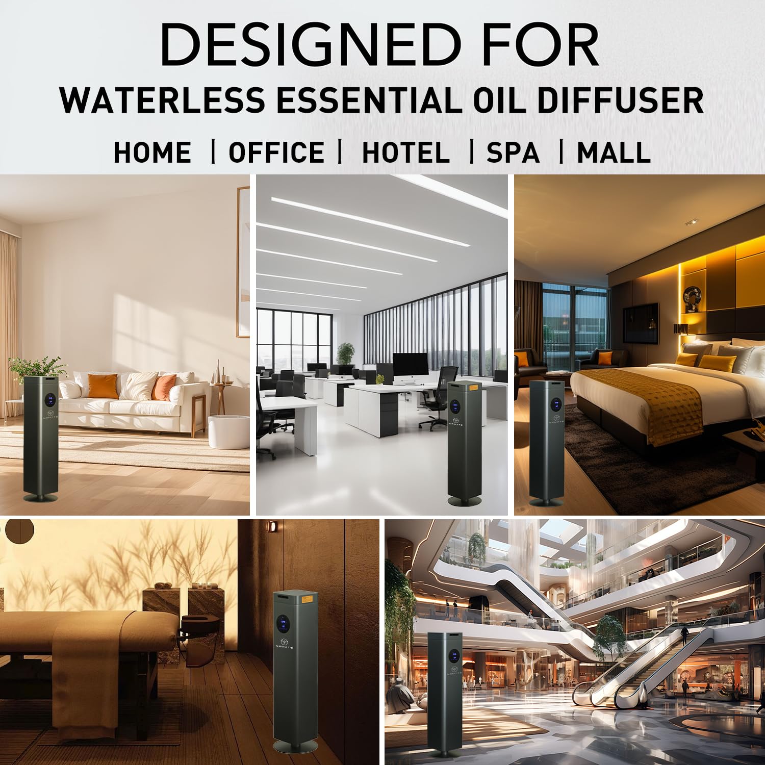 Difusor de aceite esencial de 25 pulgadas para habitación grande, difusor sin agua de 1500 ml, cobertura de 4000 pies cuadrados, tecnología de difusor de aire frío, control táctil y Bluetooth para