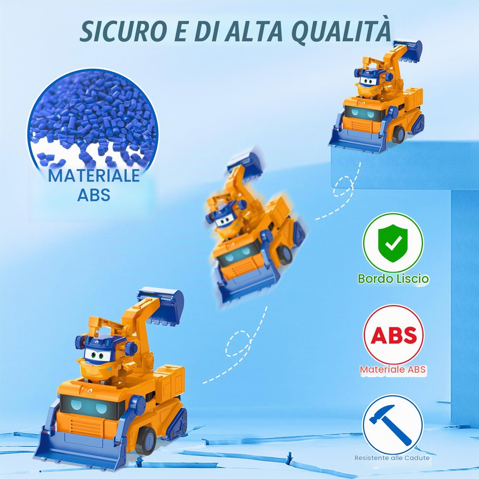 Super Wings Robot trasformabile Marty, altezza 16 cm, giocattolo veicolo robot trasformabile 2 in 1, con personaggio alto 5 cm, giocattolo per bambini maschi femmine dai 3 anni in su, oran