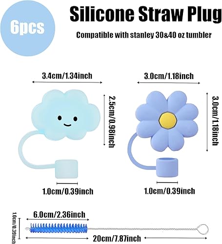 Miniatura 2 de 6 fundas de popote de silicona compatibles con vasos Stanley de 30 y 40 onzas, tapas de paja de 0.39 pulgadas0.394 in para accesorios de copa