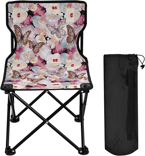 Outdoor Folding Butterfly Orchids Camping Chairs for Adults Portable Camping Chair Lightweight Lawn Chair 202a3083