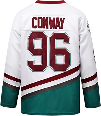 Mens Retro Hockey Jersey -White & Teal Team Style Top, Stitched Letters and Numbers, Vintage Ice Hockey Fan Uniform