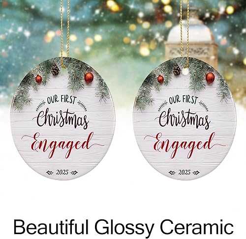 Miniatura 6 de Adorno de Navidad de compromiso 2024, regalos de compromiso para parejas, adorno de compromiso para la primera Navidad 2024 para parejas, recién