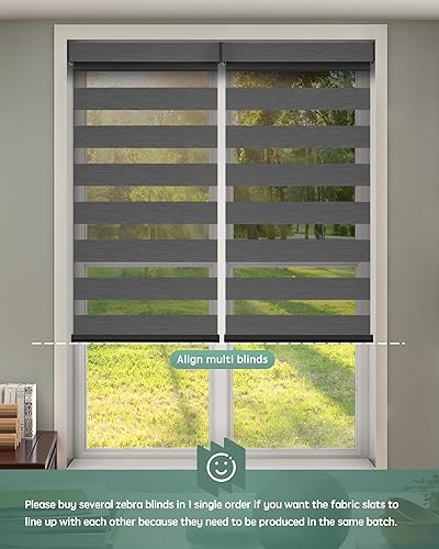 Miniatura 47 de Yoolax Persianas motorizadas con control remoto, persianas motorizadas de cebra compatibles con Alexa, persianas motorizadas de privacidad, 70%