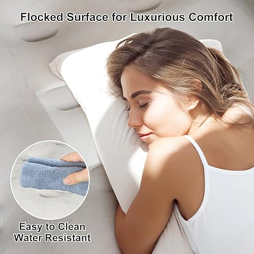 Miniatura 5 de Colchón de aire Queen con bomba inalámbrica integrada y cabecera integrada, colchón de aire inflable de 18 pulgadas, cama de aire inflable para el