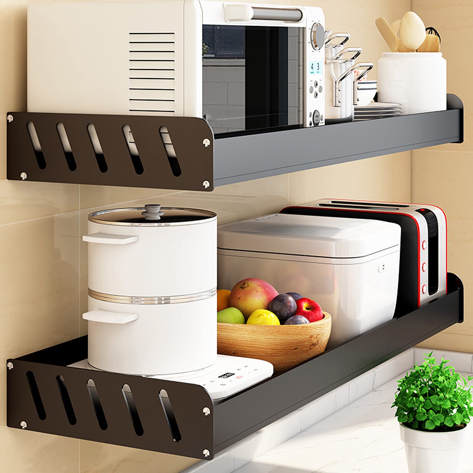 Estante de Almacenamiento de Aluminio para microondas - Soporte de Pared para Horno, Estante de Cocina para frascos de Especias y Utensilios de Cocina, solución de organización par