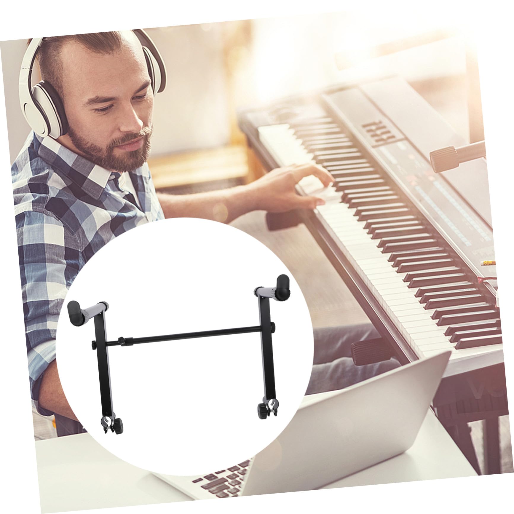 Elektronischer Keyboardständer aus Eisen mit Gummipad Stabiler und Schwerer Doppellagiger Klavierständer für Bühne und Zuhause in Schwarz