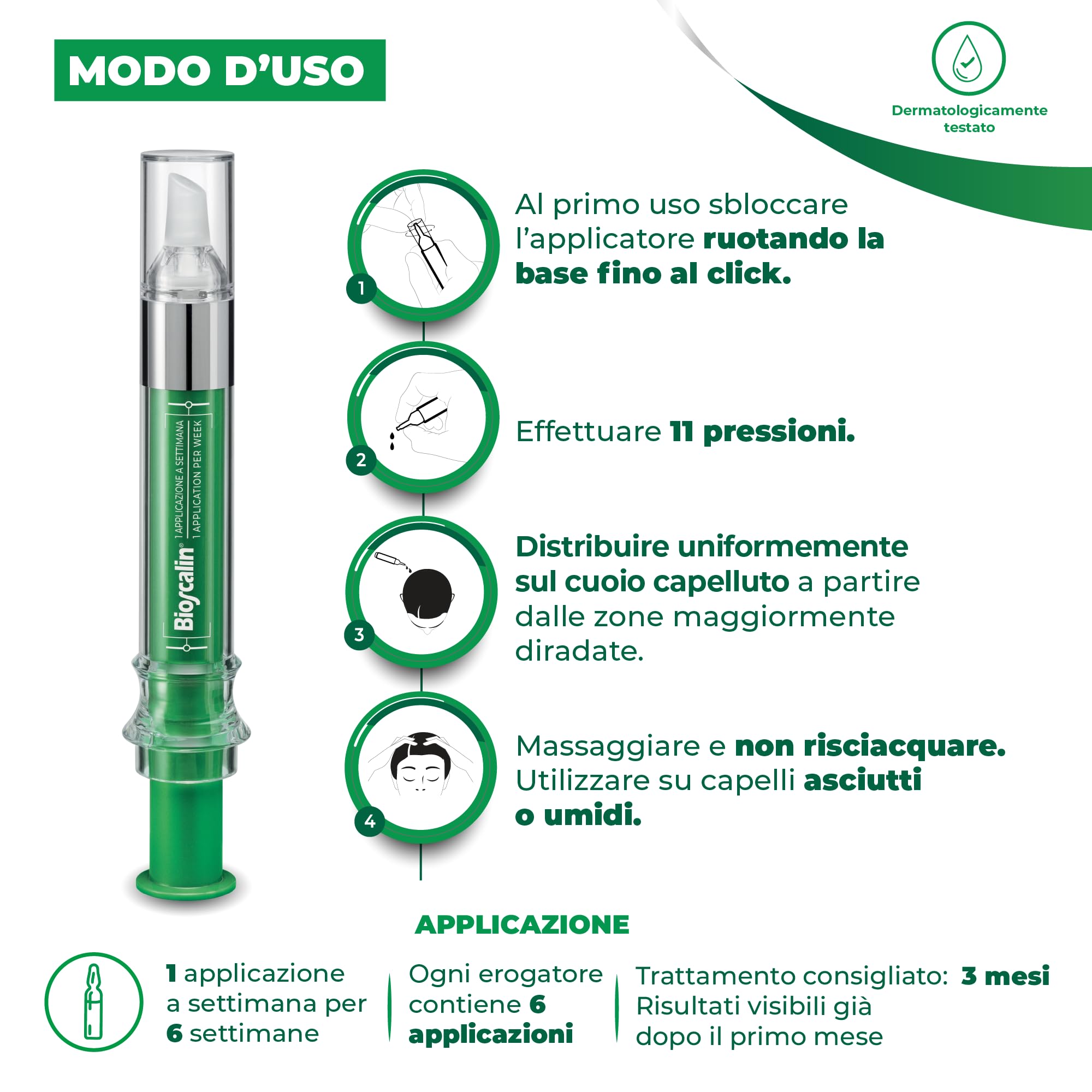 Bioscalin TOTAL•CARE Attivatore Capillare Contrasta la Caduta e Favorisce la Crescita, Fiale per Capelli per Donna e Uomo, 1 Applicazione a Settimana, Trattamento 6 Settimane, Applicatori 10 ml