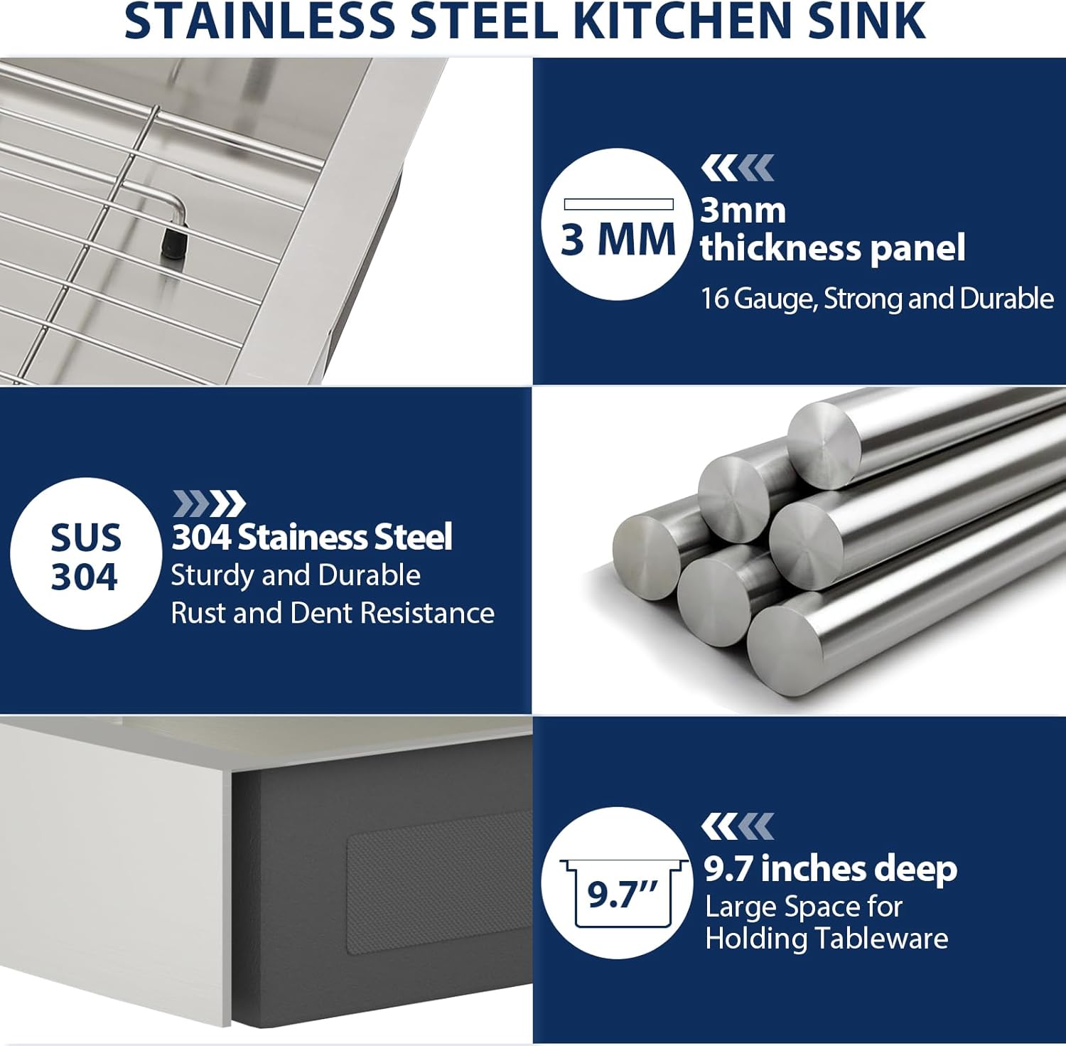 Lordear 33 Inch Undermount Farmhouse Sink 33x22 Inch Farm Sink Under Mount Apron Front 16-Gauge Stainless Steel Deep Single Bowl Handmade Farmer Kitchen Sinks Basin