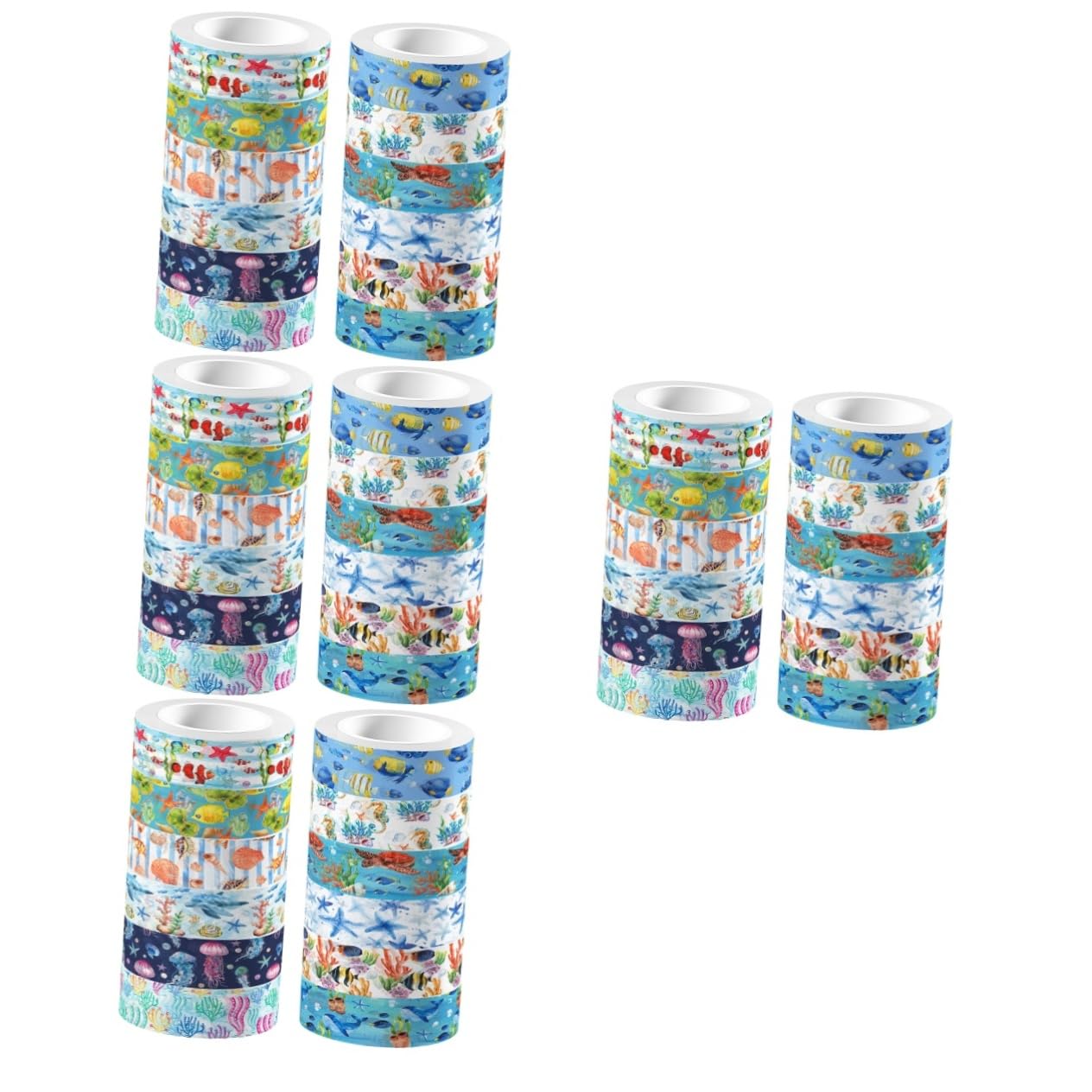 DOITOOL 4 Ensembles Biote Sous-marin Autocollant Scrapbooking Artisanat Pour Ruban Adhésif Scène Adulte Océan Mignon Stickers Pastel Ruban De Scrapbooking Autocollants 12 Rouleaux*4