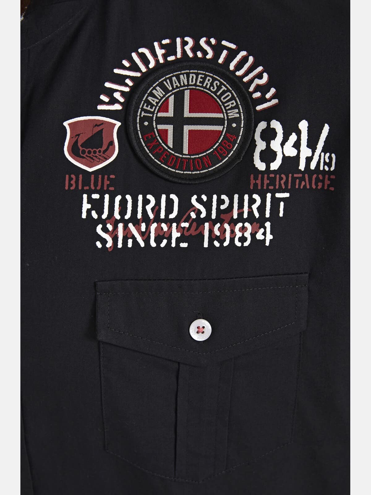 Jan Vanderstorm Herren Kurzarmhemd Snofred | mit Aufnähern und Druckmotiven, Brusttaschen, 100% Baumwolle-Popeline, Freizeithemd, kariert, große Größen Gr. L-7XL