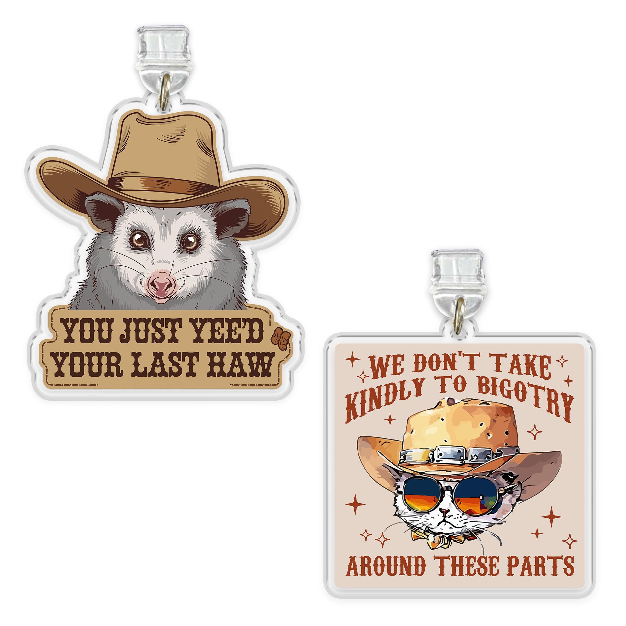 Set 2Pcs We Don't Take Kindly To Bigotry Around These Parts, You Just Yee'd Your Last Kindle Charms Dust Plug Charm 1.5 Inches Funny Western Cowboy
