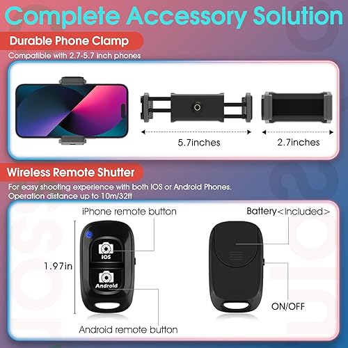 Miniatura 6 de UBeesize Trípode flexible con placa de liberación rápida para cámara y teléfono celular, mini trípode con control remoto y clip para grabación de