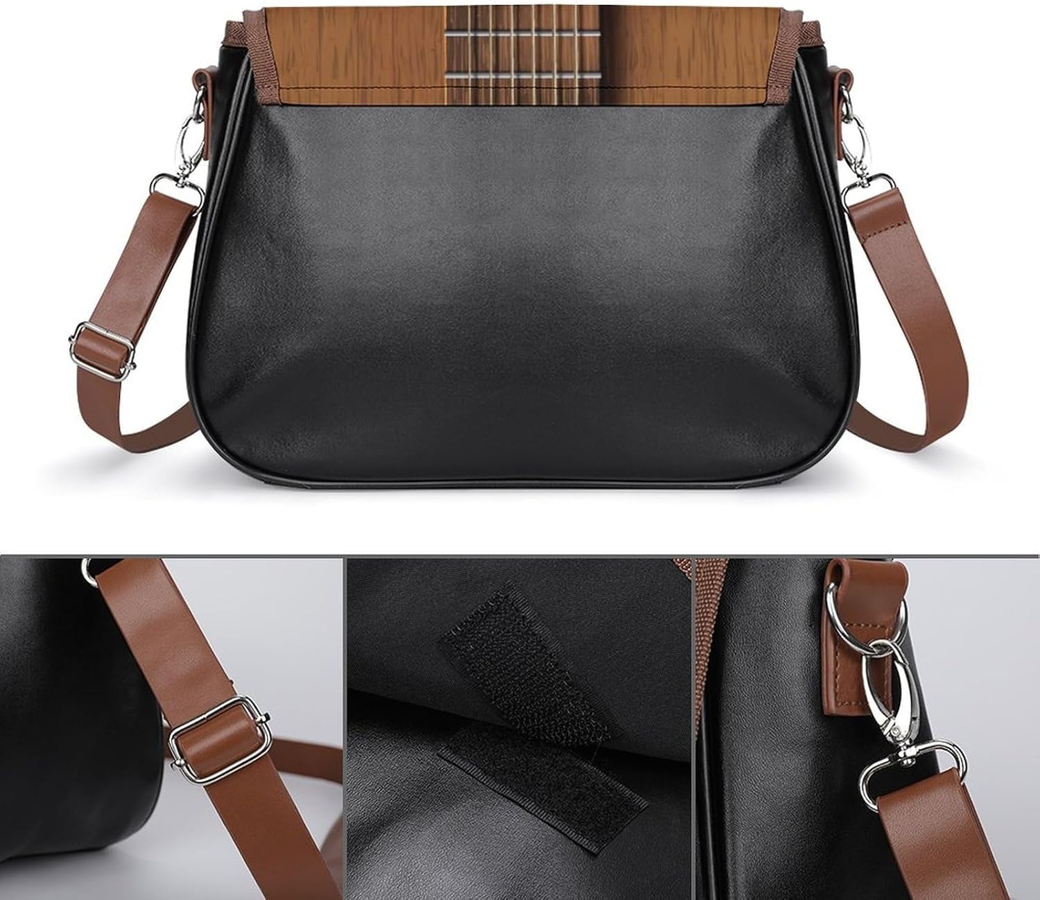 Wood Acoustic Guitar Music Fashionable And Durable Portable Leather Shoulder Bag