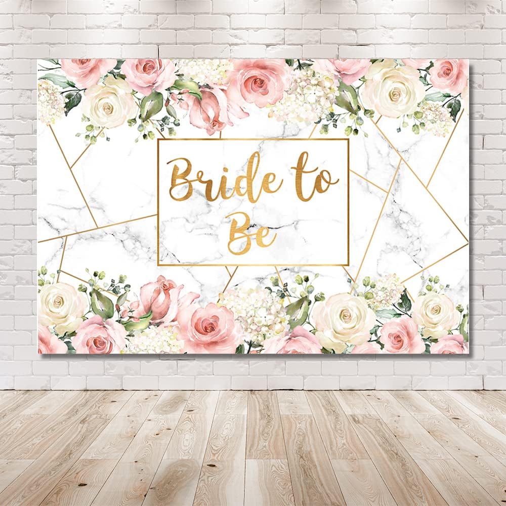 MEHOFOND Bride to Be Marble Backdrop Bridal Shower Miss to Mrs Wedding Party Supplies White Blush Pink Floral Photobooth Girls Bachelorette Engagement Photography Background Banner 7x5ft