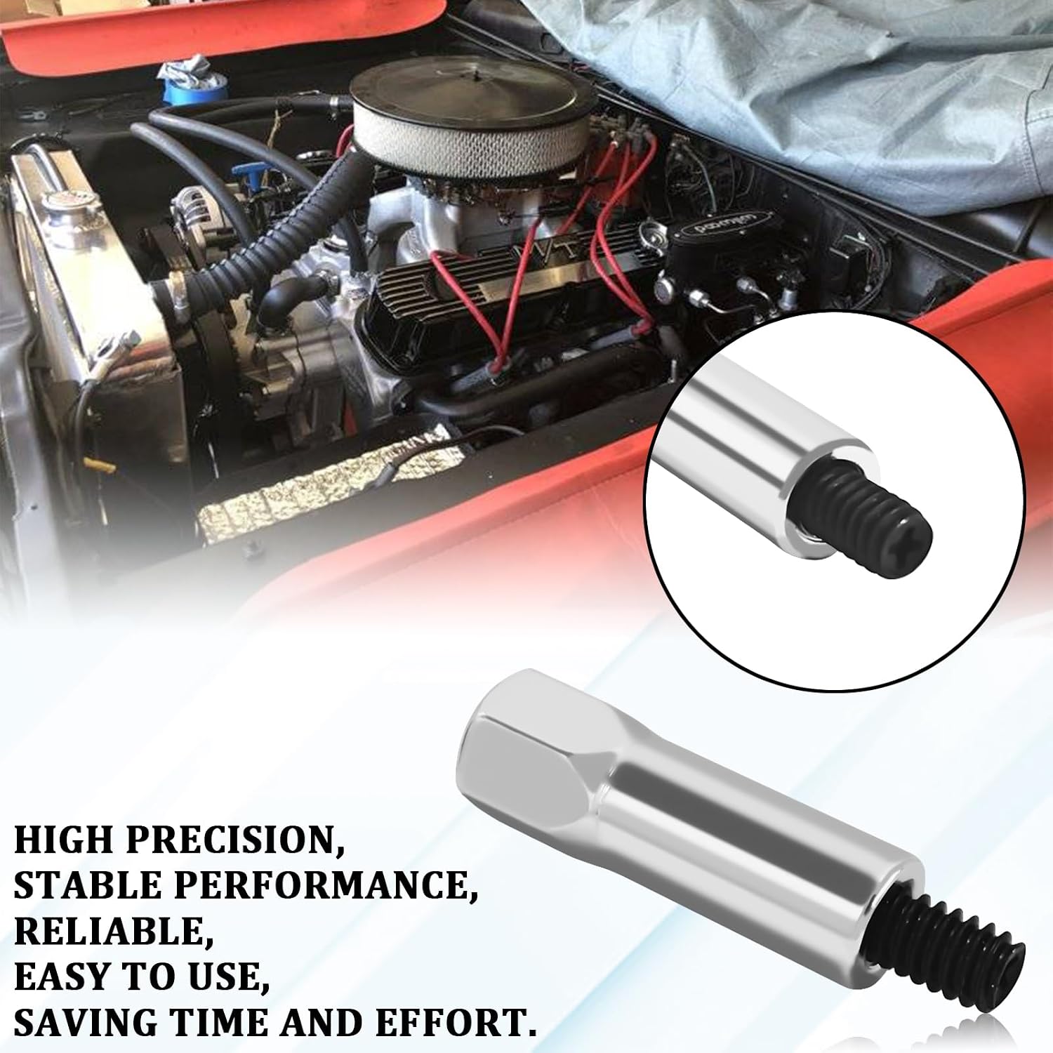 8PCS Valve Cover Bolts for Chevy SBC Valve Covers Bolts for Chevy 350 283 305 327 383 351W Engine Chrome Hex Head Block Stud Nut Gasket Kit with Black Oxide Finish Bolt Set