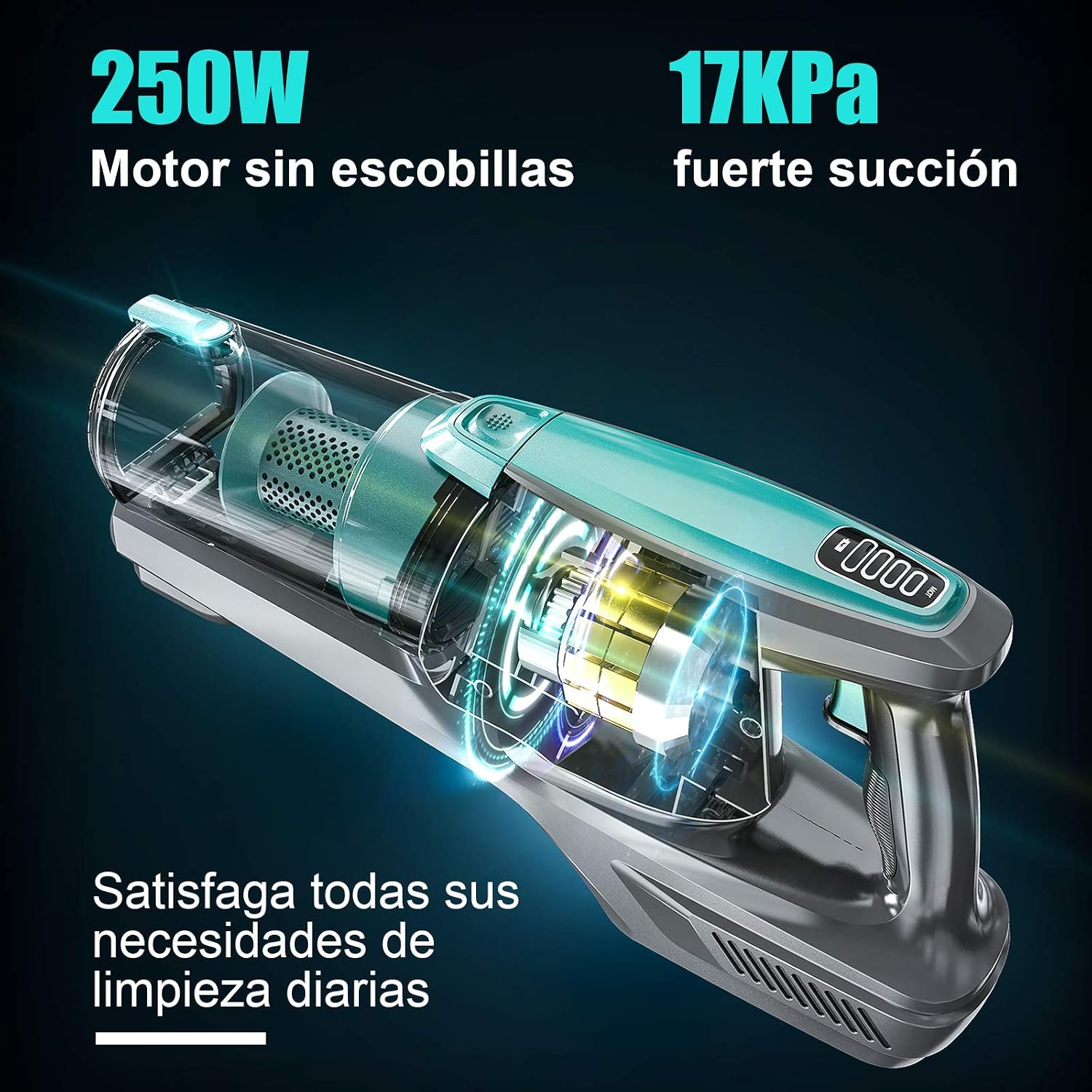Aspirateur HONITURE sans Fil, Bâton, HEPA, Turquoise — vue 3