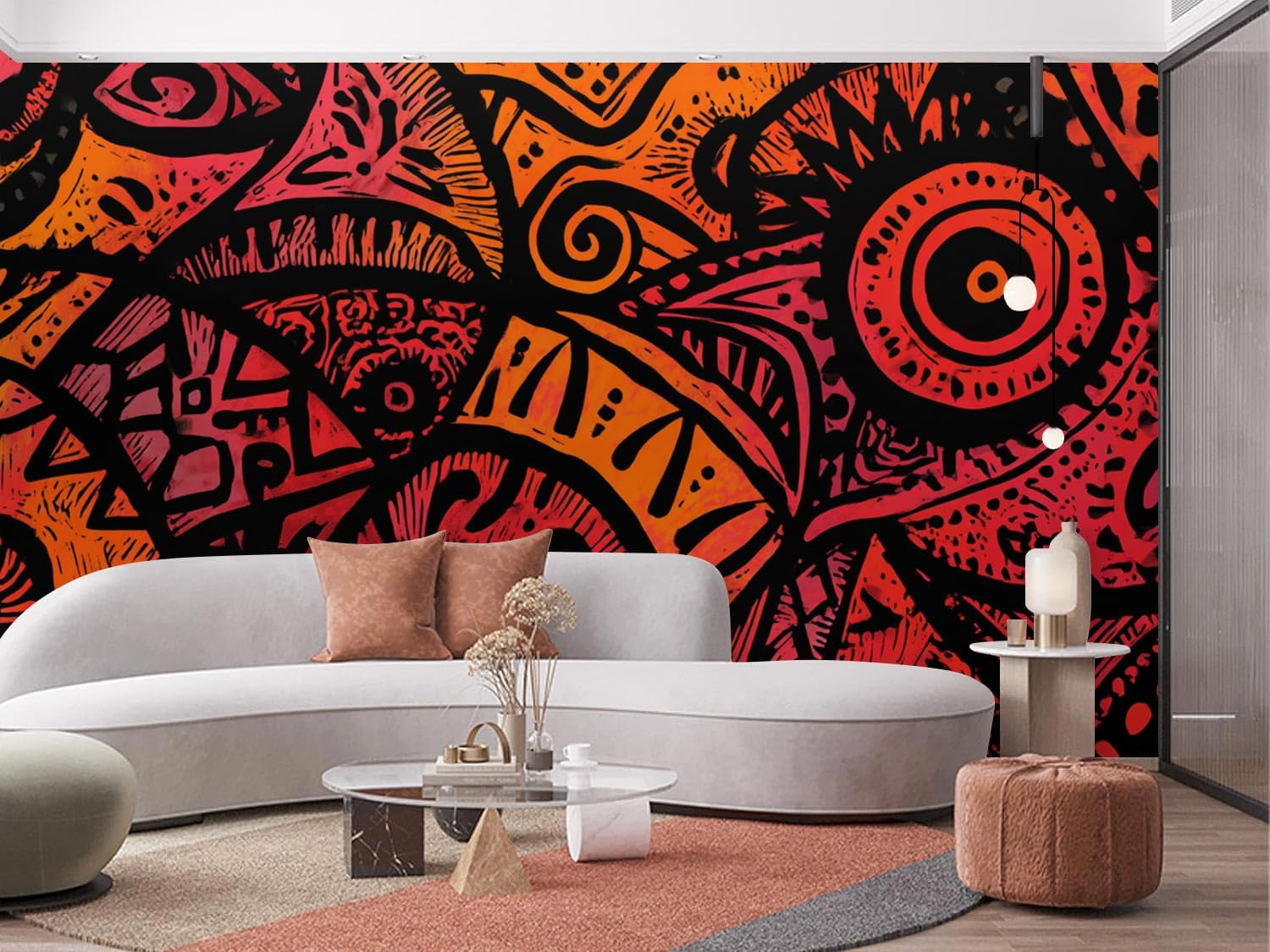 VistaPalette Gold Brown Elegant Modern Geometry Art Oil Painting Mural Peel and Stick Wall Art Wallpaper Self Adhesive Removable Mural Large Foil Wall Decor Print Picture