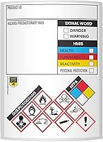 Performore SDS OSHA Chemical Safety Labels - 3x4 Inch GHS HMIS MSDS Stickers, 100/Roll, Industrial OSHA-Compliant Tags by RingBinder
