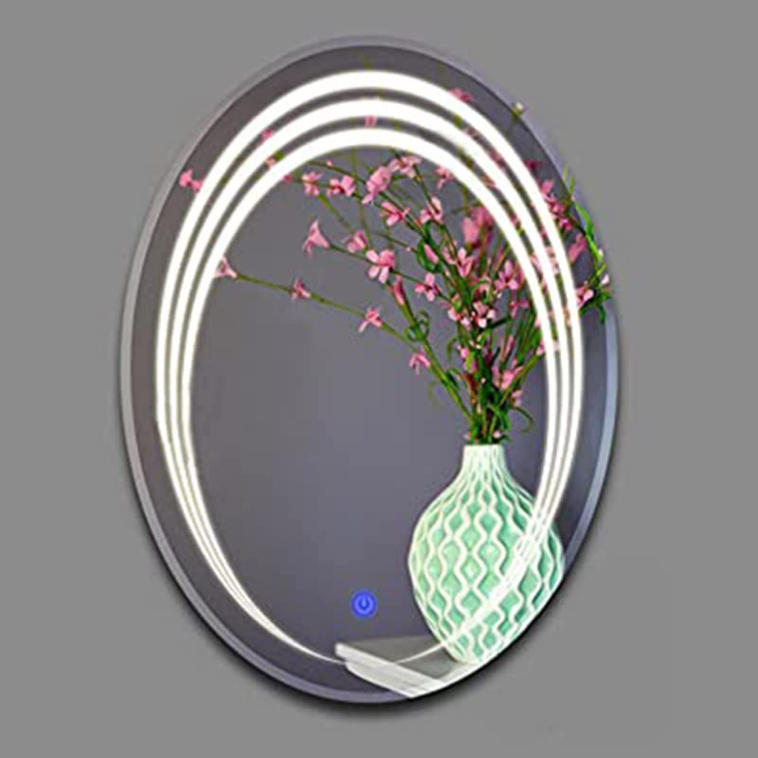 LED Mirror Glass Bathroom Wall - Full Length Home Decor Light Mirror for Bedroom, Living Room, Dressing Room, Hall, Wash Basin, Makeup Room (Size 12x18 AS15, Multi Shape, Framed