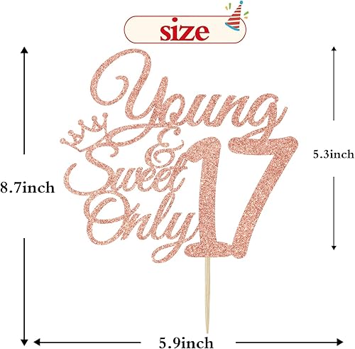 Miniatura 6 de Young and Sweet Only 17 - Decoración para tartas de cumpleaños de 17 años, diseño de reina bailarina 17, decoración de fiesta de cumpleaños de 17