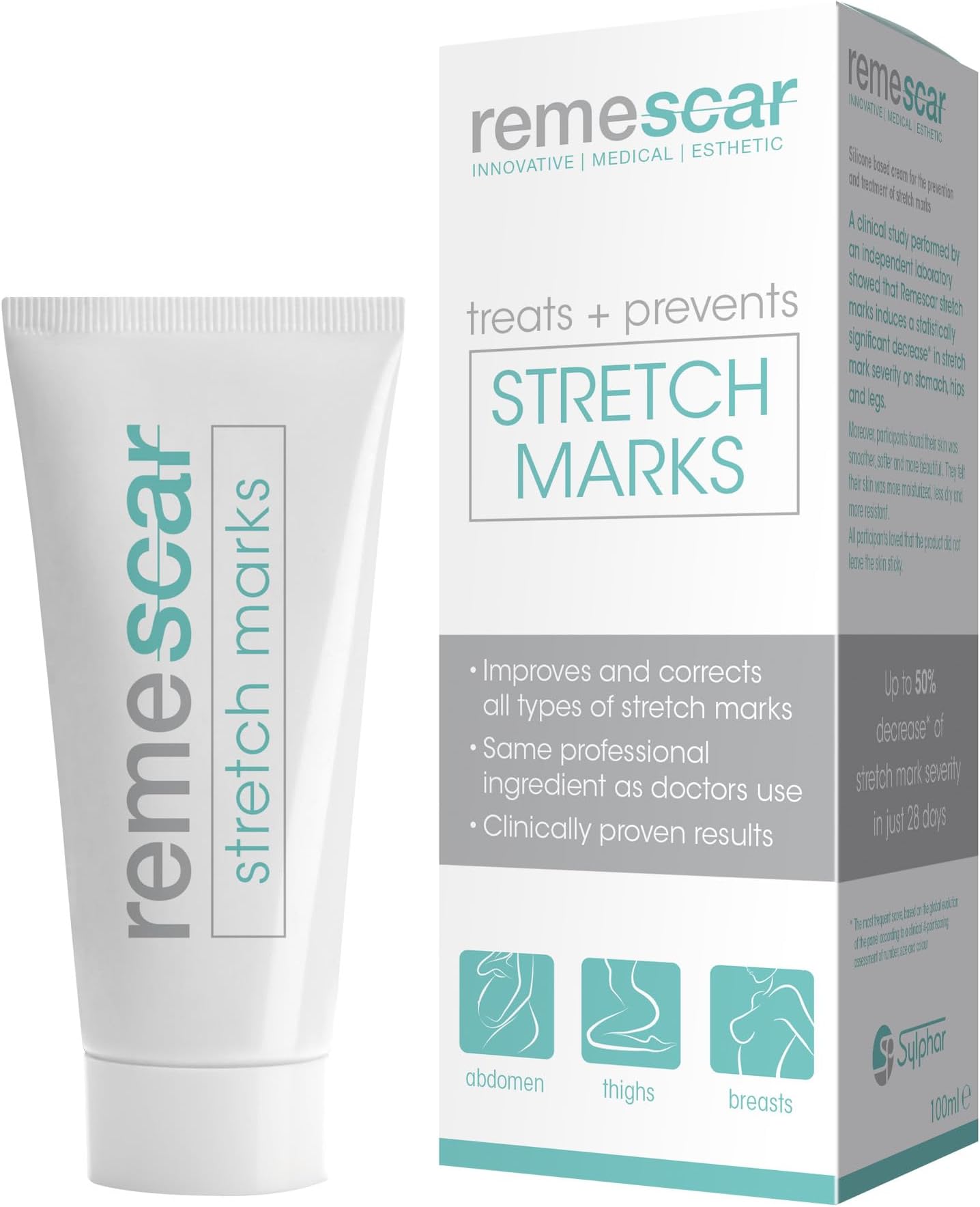 Remescar - Stretch Marks Treatment - Cream for Stretch Mark Scars - Clinically Proven Stretch Mark Prevention & Removal Cream for Thighs, Breasts & More - Pregnancy Stretch Mark Cream