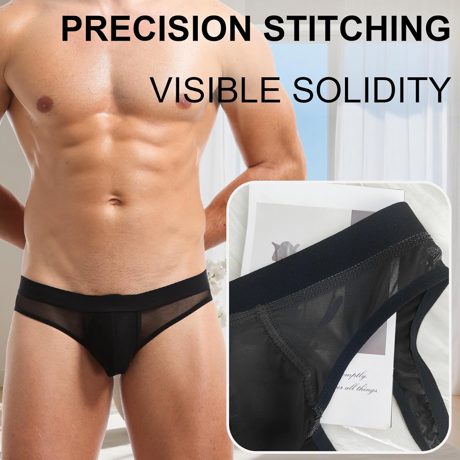 KAREN SPACE Men's Thongs Sexy Mens Underwear Breathable Mesh Design Through Hollow Underwear Mens Thongs - Image 5