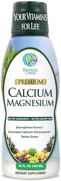 Tropical Oasis Liquid Calcium & Magnesium - Natural formula w/ support for strong bones - Liquid vitamins w/ calcium, 16oz, 32 Serv., 16 Fl Oz Pack of 1