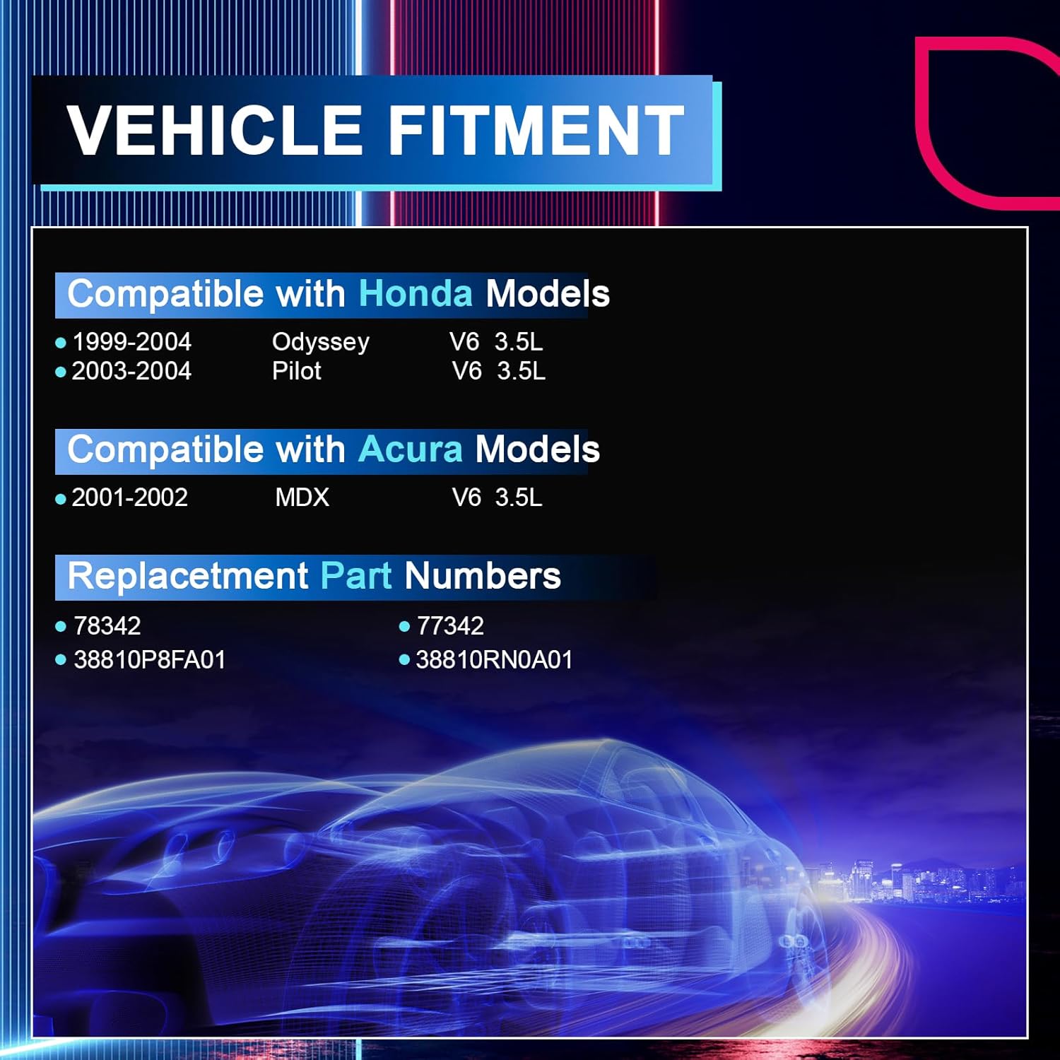AC Compressor Compatible with 1999-2004 Odyssey,2003-2004 Pilot,2001-2002 MDX V6 3.5L - Replace OE# 78342,77342,38810RN0A01 - Includes 6-Groove Pulley & Clutch Kit,Durable,Reliable