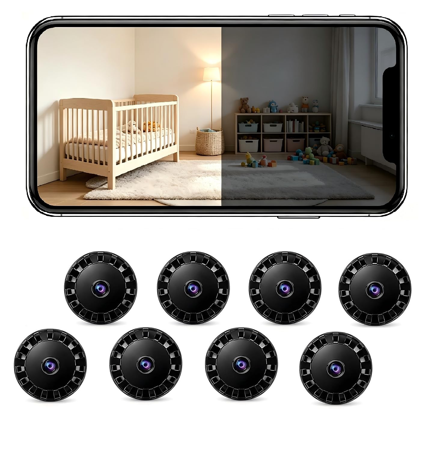8 PCS Mini Cámara de Seguridad WiFi HD 1080P, Cámara Oculta Mejorada 2026 con Visión Nocturna, Cámara Espía Pequeña para Interior y Exterior, Ideal para Bebés, Mascotas y Vigilancia Doméstica L/X3