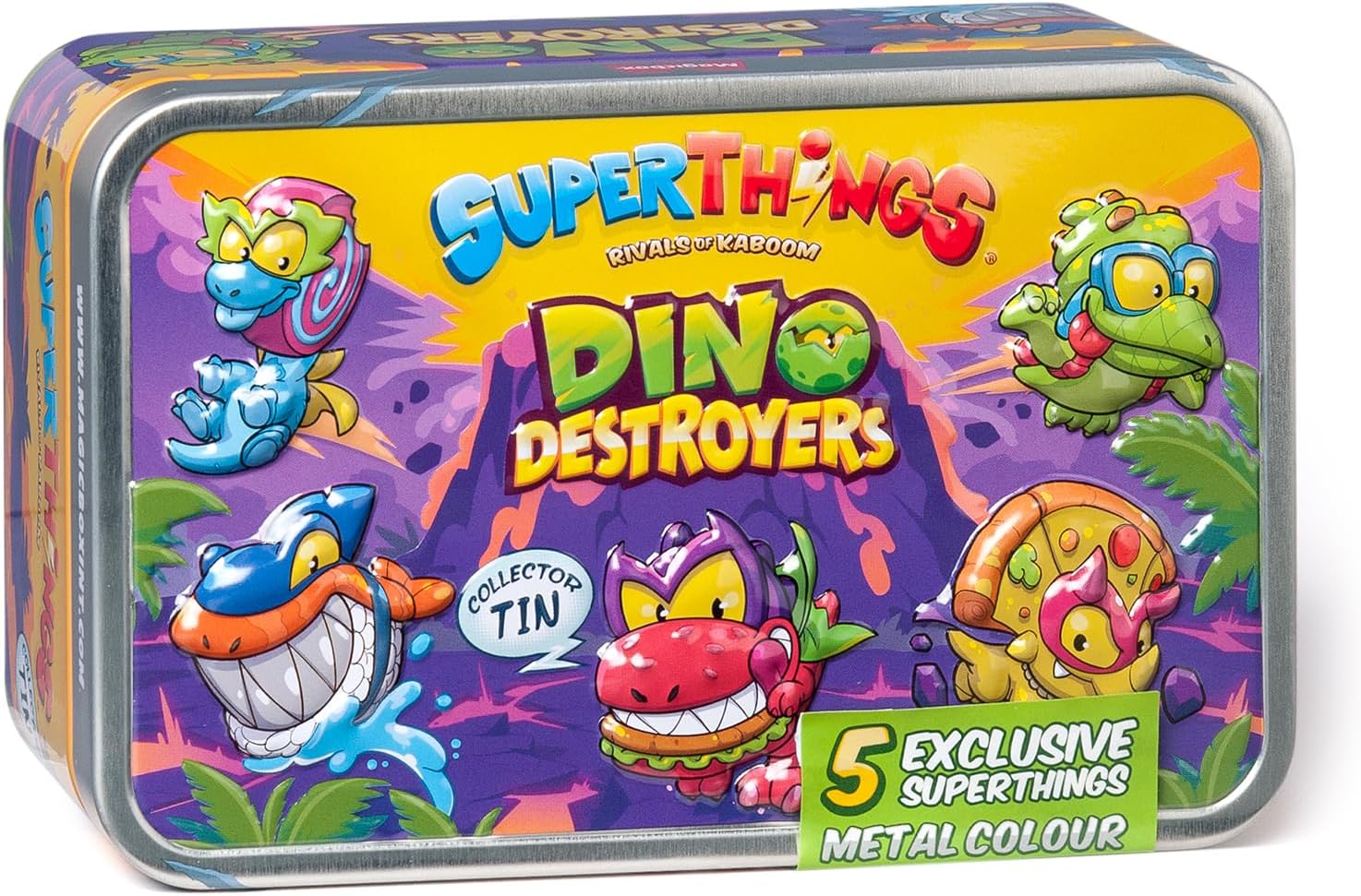 SUPERTHINGS Dino Destroyer Tin – With 5 exclusive SuperThings dinosaurs with metallic effect