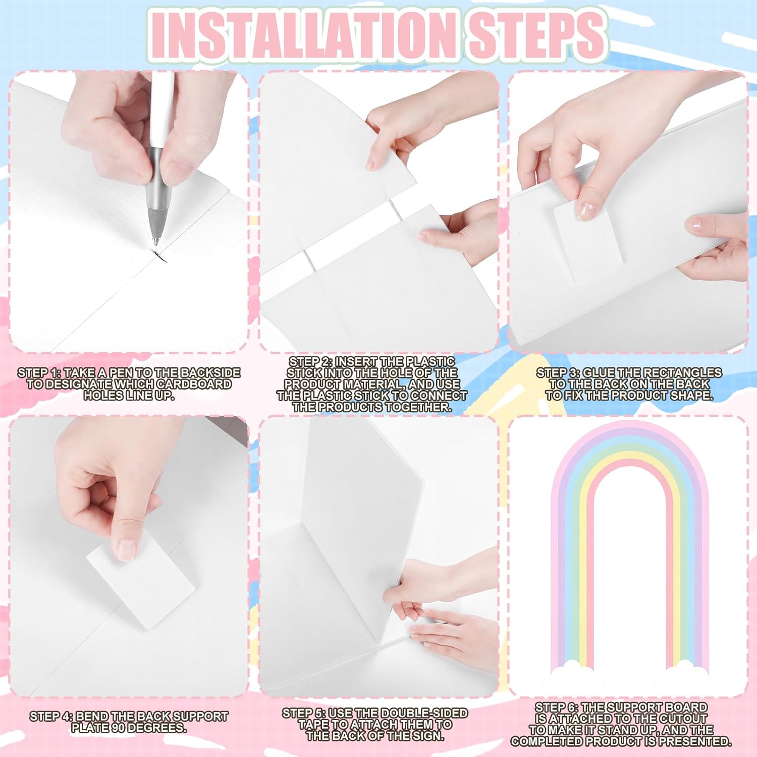 Pastel 6ft Rainbow Arch Backdrop Stand Music Teacher Themed Party Decor Birthday Party Cutouts with Stakes Back to School Decorations for Prek Classroom Baby Shower Supplies