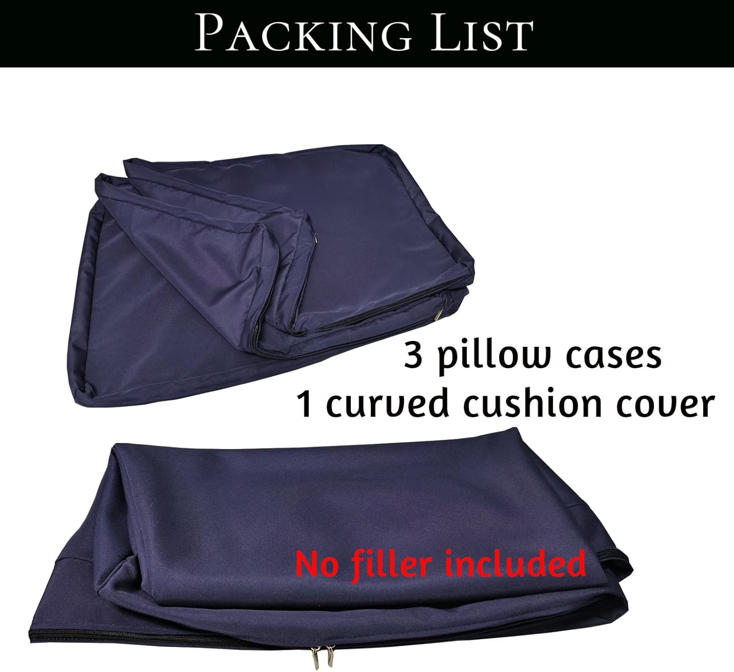 Outdoor Curved Sofa Cushion Couch Cover with Zipper 4-Piece Patio Half-Moon Sectional Replacement Cover Breathable Customizable（No fillers） (Khaki, L)