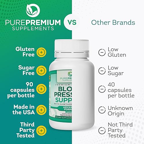 Miniatura 6 de PurePremium - Suplemento de apoyo para la presión arterial premium de PurePremium con espino hibisco y ajo apoya la salud cardiovascular y