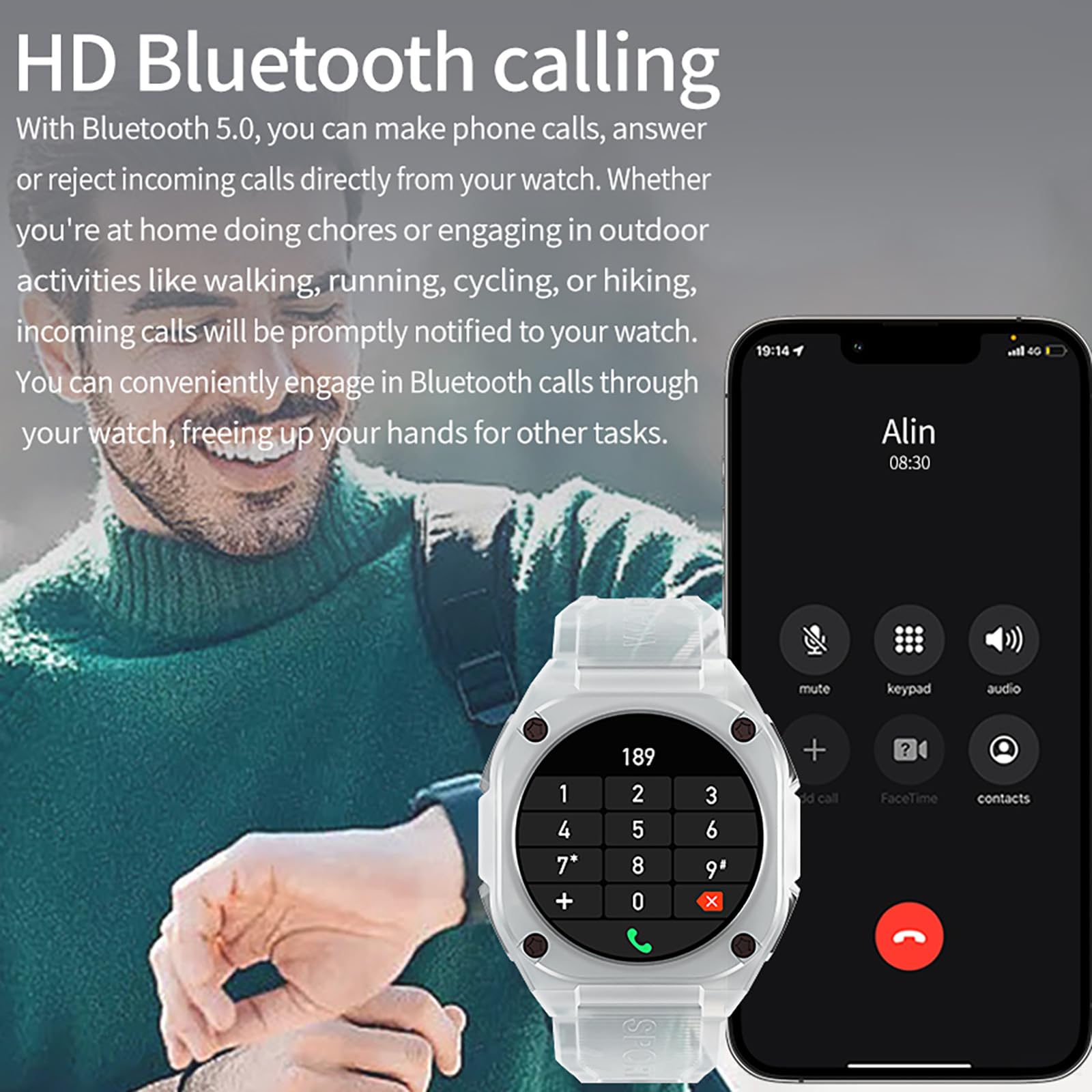 Kompass Militär Uhr Sportuhr Herren Damen Smartwatch Laufuhr Outdoor Fitnessuhr mit Telefonfunktion Gesundheitsuhr Blutdruckmessung Schrittzähler Uhr Junge Mädchen Fitness Tracker Pulsuhr Smart Watch