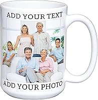 Lolona Fashion 15oz Custom Ceramic Coffee Mug - Personalized Photo Mug, Microwave & Dishwasher Safe, Ideal Housewarming Gift