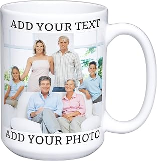 Lolona Fashion 15oz Custom Ceramic Coffee Mug - Personalized Photo Mug, Microwave & Dishwasher Safe, Ideal Housewarming Gift