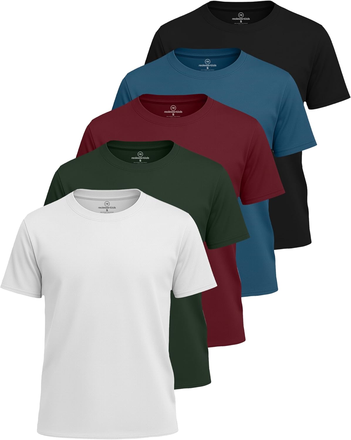 Real Essentials 5 Pack: Boys' Mesh Short Sleeve Athletic T-Shirt - Youth Kids Teens Active Basketball Tops (4-18 Years)
