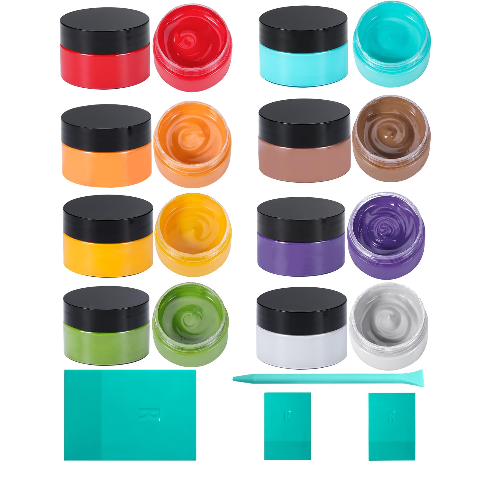 8-Color Chalk Paste Paint Kit – with 4 Mini Silicone Squeegees, Non-Toxic DIY Stencil Paint for Wood, Fabric, Walls &amp; Crafts