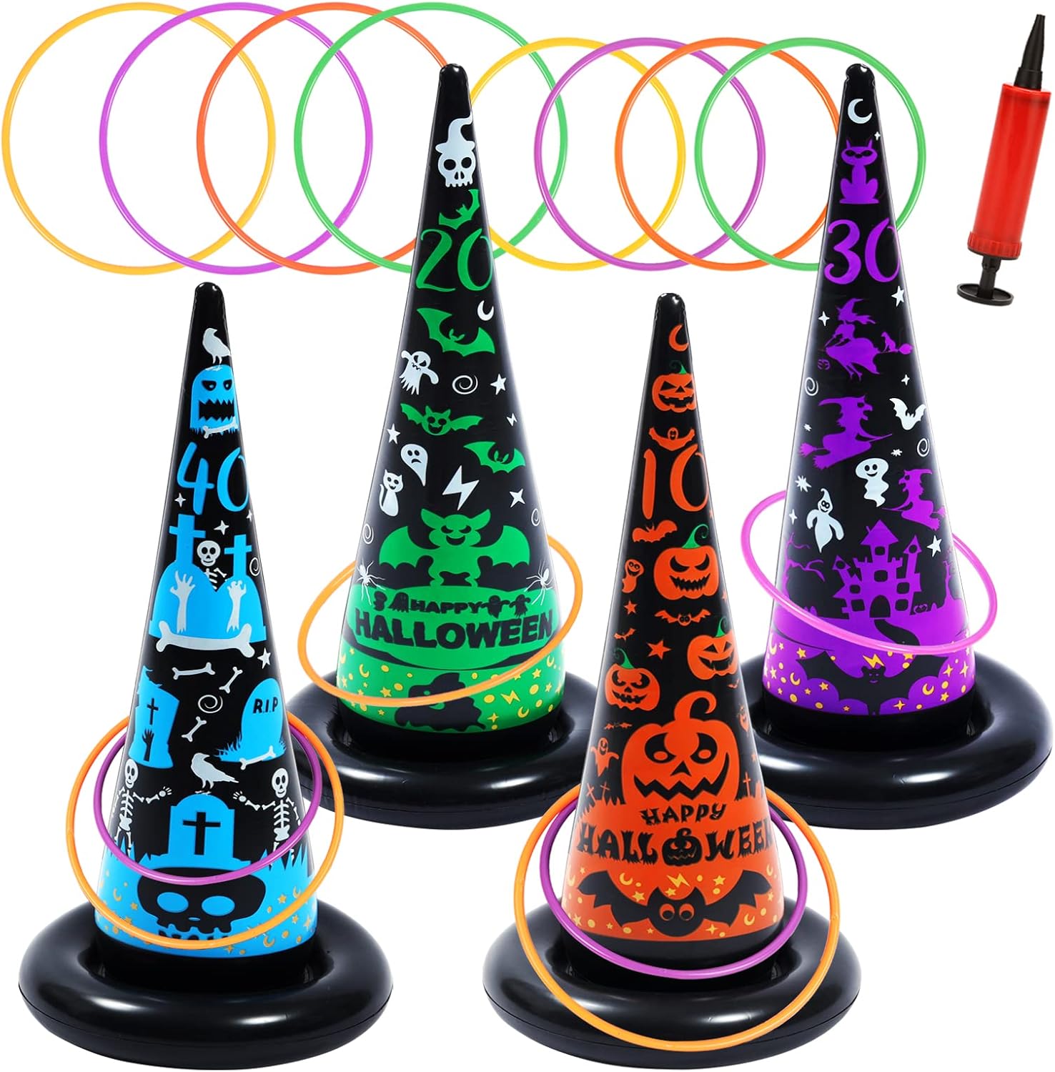 13PCS Halloween Inflatable Witch Hat Ring Toss Game