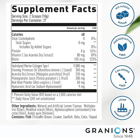 Granions Collagen Complex CoQ10, Marine Collagen Lemon Powder and Marine Collagen Pomegranate Powder Bundle