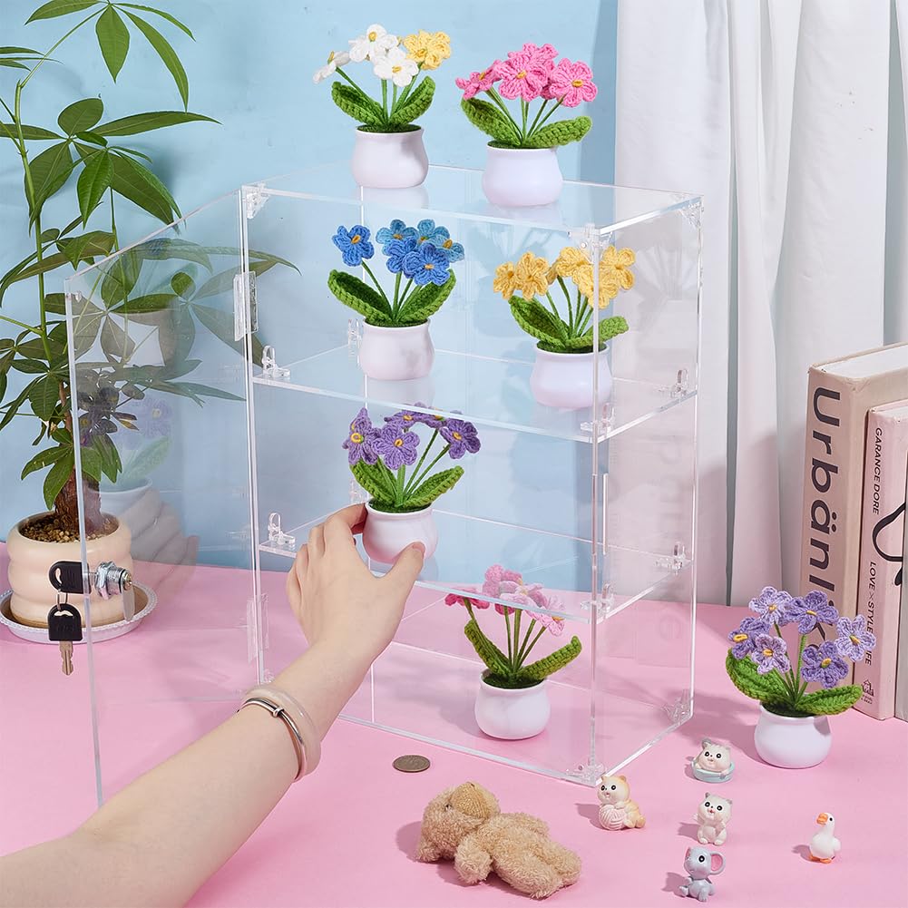 NBEADS Vitrina acrílica con llave de bloqueo, vitrinas transparentes de 3 niveles con estantes de bloqueo, vitrina para almacenamiento de figuras coleccionables, 15 x 30 x 40 cm